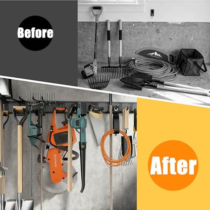 KOFANI 48IN 700LB Heavy Duty Garage Tool Organizer Wall Mount Storage Rack | Suitable for Garage Organization and Storing Various Tools Such as Ahovels, Rakes, Brooms, Leaf Blowers and Hoses.