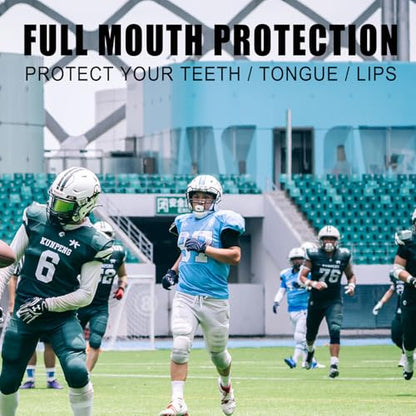 Gy Football Mouth Guard Football Mouthpiece, Mouthguard with Strap for Hockey/Lacrosse/Wrestling/Boxing/Basketball, Fits Adults/Youth/Kids 11+ (White) - color: White