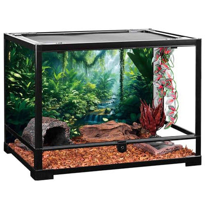 AWERT 30x12 inches Tropicalforest Terrarium Background Green Huge Tree Reptile Habitat Background Polyester Rainforest Aquarium Background - size: 30x12in/75x30cm