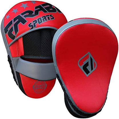 Farabi Curved Focus Mitts - Boxing Mitts for MMA, Sparring Training, Target Punching Mitts and Pads - color: Black-Red