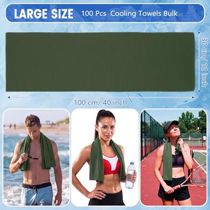 Hosuly 100 Pack Cooling Towels, 40"x12" - color: Olive Green