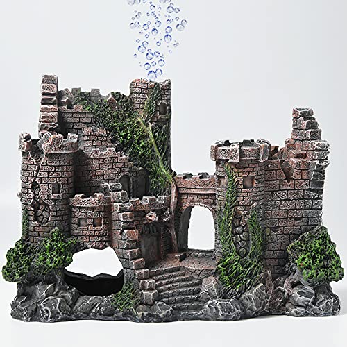 Aquarium Decorations- Castle Fish Tank Bubbler Decorations for Aquatic Pets to Breed Play and Rest Fish Decorations for Tank - color: D-castle
