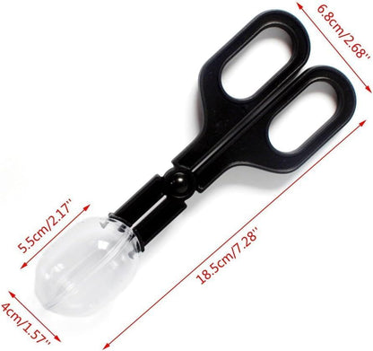 Black Reptile Feeding Scooper with Spoon-Shaped Tips, Terrarium Cleaning Tool for Snakes, Lizards, Tarantulas, Amphibians