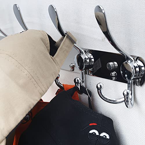 Dseap Coat Rack Wall Mount - 38” Long 10-Tri-Hooks Heavy Duty Coat Hanger Rail Wall Hooks for Hanging Coats Hats Clothing Clothes Purse Mudroom Entryway, Chromed - color: Chrome Finish, size: L=38” (1 Pcs)