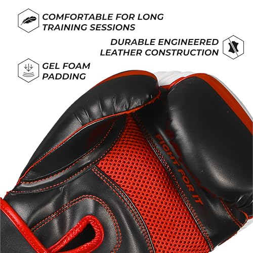 Sanabul Essential Gel Boxing Gloves for Men & Women, Kickboxing MMA, Muay Thai Gloves and Heavy Bag Training Punching & Sparring - color: Black/Red, size: 10 oz