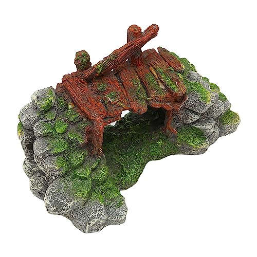 Aquarium Bridge Decoration, 18x10x9cm, Non Resin, Safe for Freshwater and Saltwater, Realistic Design, Compact and Easy to Clean, for Fish Pets
