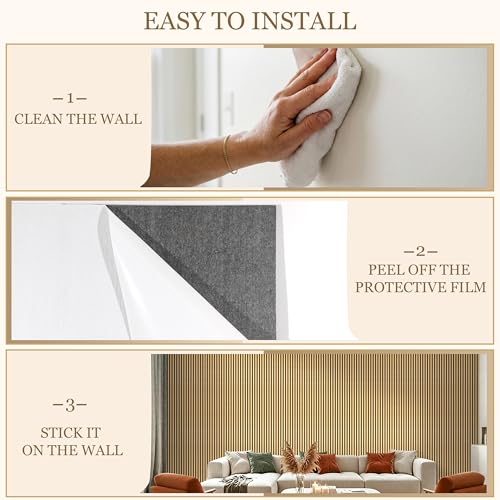 4-Pack Wood Veneer Acoustic Wall Panels,47.2"×23.6" Self-Adhesive Backing Sound Absorbing Panels,Decorative Sound Proof Panels for Walls Decor, Office, Recording Studio, Home (Burlywood Veneer)