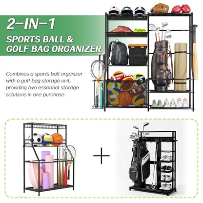 Garage Sports Equipment Organizer, Golf Bag Storage Rack - size: Extra Large