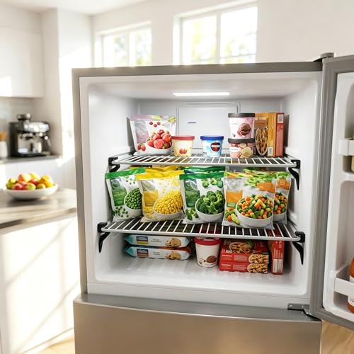 Wire Shelf Support Bracket, Heavy Duty Freezer Wire Shelf Bracket Compatible with Frigidaire Freezers, Refrigerator Shelf Support Clips for Kitchen & Garage Storage