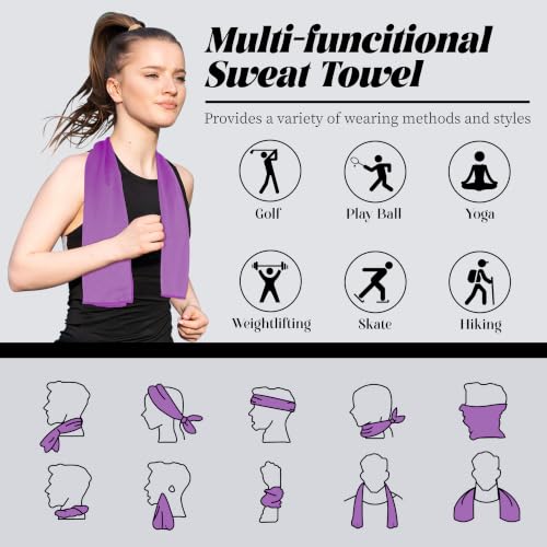 4 Pack Cooling Towels, Soft Breathable Cooling Towels for Neck and Face - color: Light Blue/Royal Blue/Purple/Grey