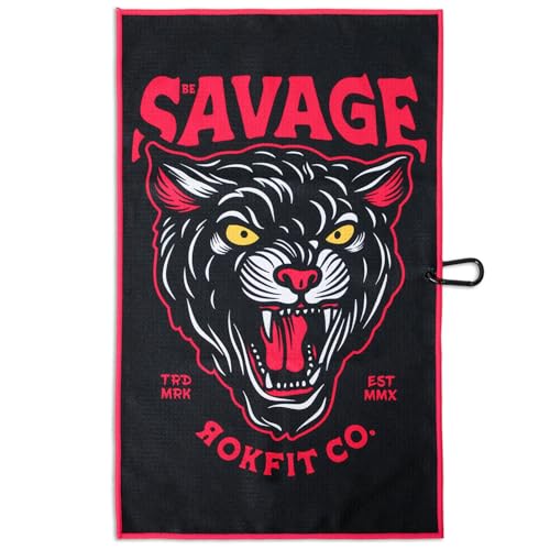 RokFit Multi-use Bold Graphic Towel with Carabiner Clip. (Be Savage) - color: Be Savage