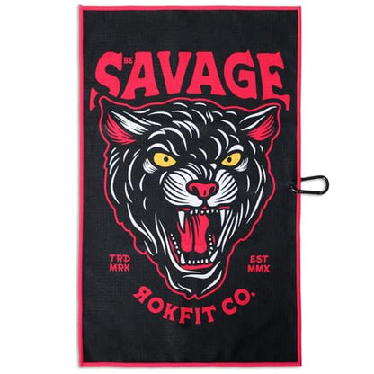 RokFit Multi-use Bold Graphic Towel with Carabiner Clip. (Be Savage) - color: Be Savage