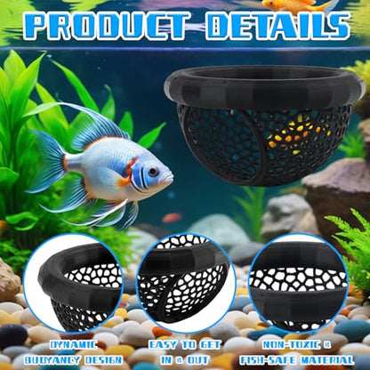 2 Pcs Floating Betta Hammock, 3D Printed Aquarium Betta Fish Hammock with Feeding Ring & Hide Cave, Dual Size Betta Fish Tank Accessories for Betta, Shrimp & Small Fish Resting & Feeding (Black)