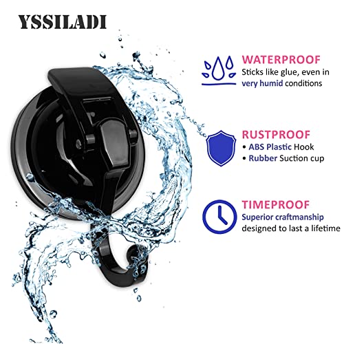 Heavy Duty Suction Cup Hooks for Shower, Bathroom Robe, Garland Decoration - Vacuum Glass Hooks, Reusable, No Hole Punched (Black, 4 Pack)