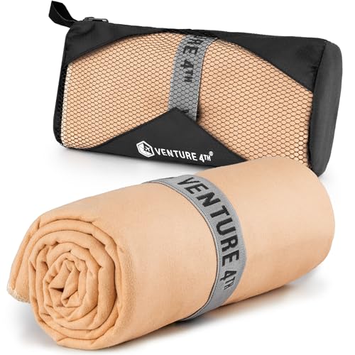 VENTURE 4TH Quick Dry Microfiber Towel for Camping & Gym - Beige XL - color: Beige, size: 72.00" x 31.50"