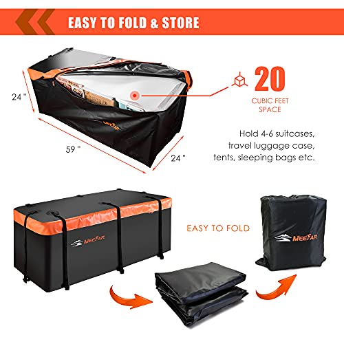 Hitch Mount Cargo Carrier Bag 100% Waterproof 19.7 Cubic Feet Luggage Rack | Soft Shell Luggage Bag,Include 8 Reinforced Straps,Combination Lock,for All Vehicle with Steel Trailer Cargo Carrier Basket - size: 19 Cubic Feet
