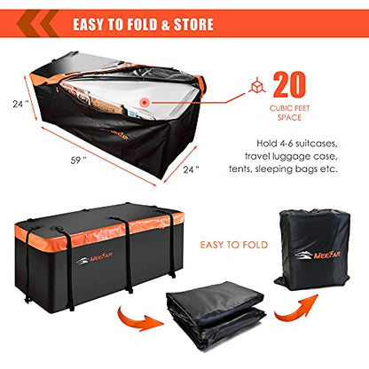 Hitch Mount Cargo Carrier Bag 100% Waterproof 19.7 Cubic Feet Luggage Rack | Soft Shell Luggage Bag,Include 8 Reinforced Straps,Combination Lock,for All Vehicle with Steel Trailer Cargo Carrier Basket - size: 19 Cubic Feet