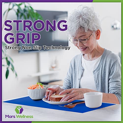 Mars Wellness Non Slip Silicone Grip Material Roll - Anti Slip Large Roll - 7.87" X 3' Feet - Cut to Size - Eating Aids, Baking, Crafts, Table, Counter, Drawer or Any Surface - Blue