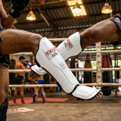 YOKKAO Matrix Muay Thai Kickboxing MMA Shin Guards with Knee Guards - color: Matrix White, size: Large