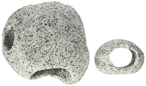 Penn-Plax Deco-Replicas Granite Aquarium Ornament & Hideaway 2 Piece Set – Realistic Stone Appearance – Safe for Freshwater and Saltwater Tanks – Small & Medium (RR1074) - size: Small & Medium