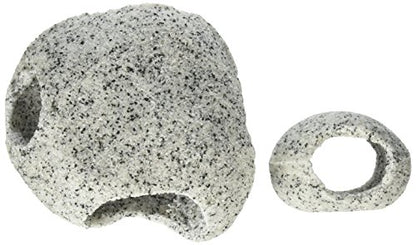 Penn-Plax Deco-Replicas Granite Aquarium Ornament & Hideaway 2 Piece Set – Realistic Stone Appearance – Safe for Freshwater and Saltwater Tanks – Small & Medium (RR1074) - size: Small & Medium