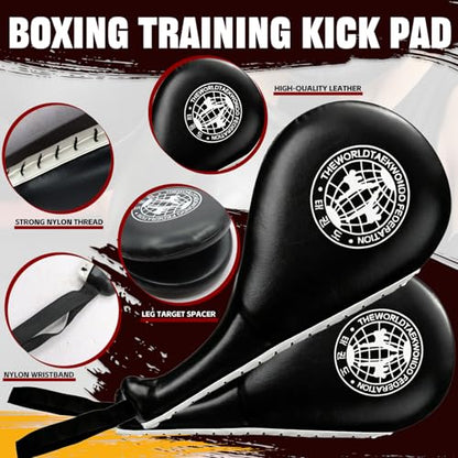 5 PCS Taekwondo Sparring Gear Set Martial Arts Training Equipment Set for Beginners Including Punching Mitts，kick pad，and Boxing pad.Suitable for Teenagers. - color: Black