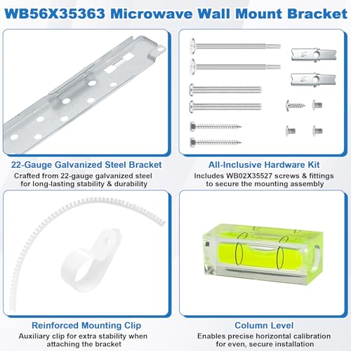 BigHead WB56X35363 Microwave Mounting Bracket Assembly Replacement for GE Microwave Oven | Includes Column Level & WB02X35527 Screws | Replaces AP6986668 PS16216996 WB56X10669