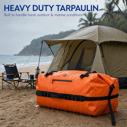 Haimont IPX7 Waterproof Roll-Top Dry Duffel Backpack Bag - color: Orange, size: 60L