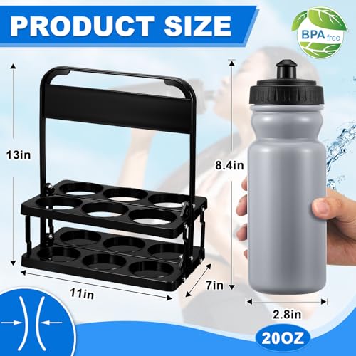 Suclain Squeeze Water Bottles with Carrier, 14 Pcs, Grey - color: Grey