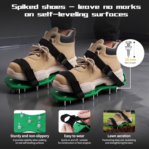 Self Leveling Tool kit, 20 Inch Spiked Roller with Telescopic Handle for Garage, Apartment, Shop, Home, Bathroom, Basement & Commercial Flooring - Includes Spike Shoes, Scraper, Heavy-Duty Canvas Bag