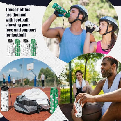 Mifoci 20 Pcs Sports Water Bottle Bulk, Soccer, Black, White and Green - color: Black, White and Green, size: Soccer