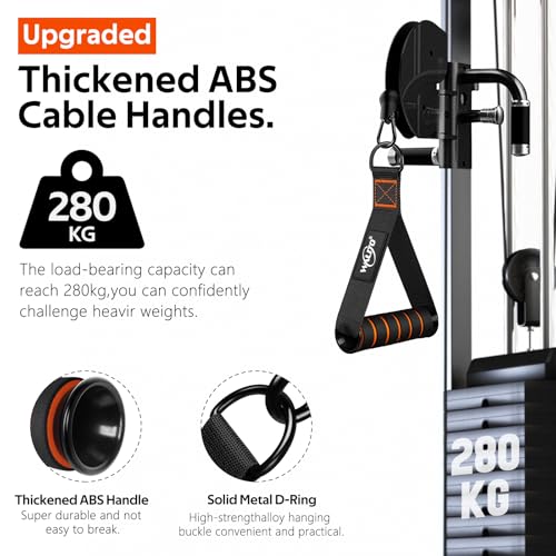 Exercise Handles, Cable Machine Handles for Gym Cable Attachments Training - color: Black-Orange