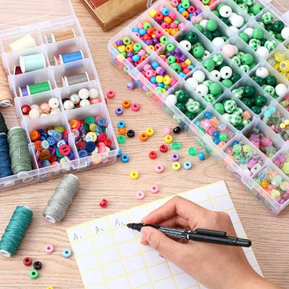 8 Pack 36 Grids Clear Plastic Organizer Storage Box with Adjustable Dividers Small Crafts Organizers Bead Storage Compartment Container for Jewelry Fishing Tackle Nail Parts