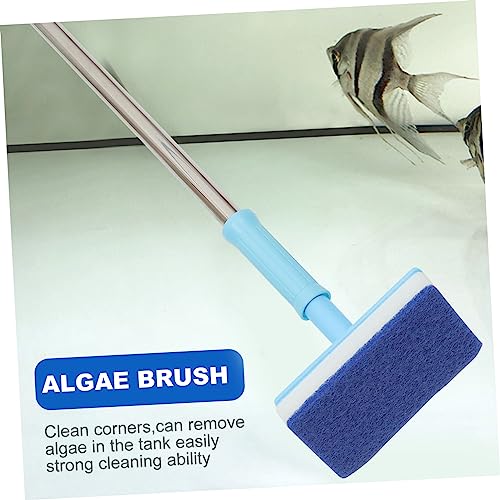 2 Pcs Cleaning Brush Fish Tank Scrubbing Upholstery Cleaner Bucket Dryer Vent Grout Cleaner Sponges Aquarium Tools Fish Net Cleaner Brush with Long Handle Blue
