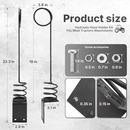 1PCS Bolt on Hose Hanger Hydraulic Hose Hanger for Tractor with Bolts Heavy Duty Tractor Accessories & Attachments, Prevent from Damaging the Hoses, Black