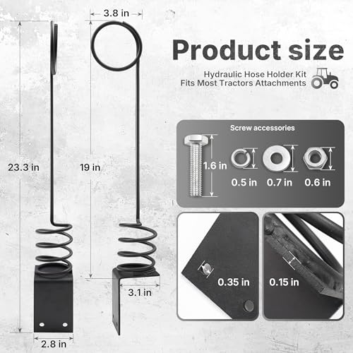 2PCS Bolt on Hose Hanger Hydraulic Hose Hanger for Tractor with Bolts Heavy Duty Tractor Accessories & Attachments, Prevent from Damaging The Hoses, Black
