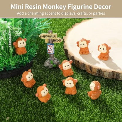 50 Pcs Mini Resin Monkey Figurine, Cute Jungle Animal Resin Miniature Ornaments for Micro Landscape, Fairy Garden, Cake Decor, Bookcase and Aquarium, Terrarium Accessories Bulk Set - style: Monkey