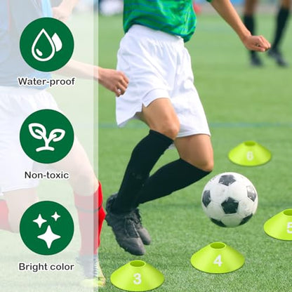 10 Pcs Numbered Sports Disc Cone with Mesh Carry Bag - color: Green