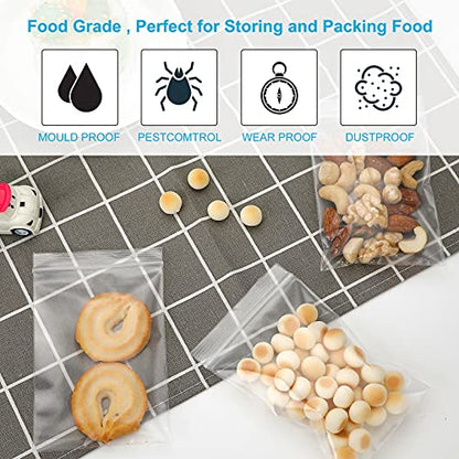 200 Pcs Small Plastic Bags, 3 x 4 inch Clear Jewelry Bags, Resealable Zipper, Transparent - size: 3" x 4"