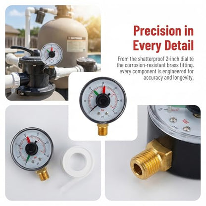 ECX2712B1 Pressure Gauge for Ha-yward Pool Filter DE Sand and Cartridge Filters ProGrid DE XStream Filters & SwimClear Filter 190059 Pool Dial Pressure Gauage