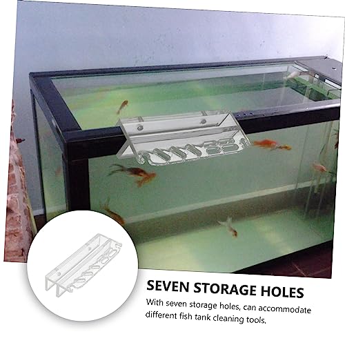 Acrylic Aquarium Tool Holder for Maintenance Transparent Storage Rack with Grooves for Scrapers Scissors and Clips Easy Installation for Fish Tank Supplies