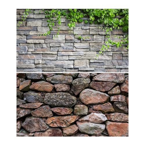 2 Packs Rock Wall Aquarium Background Stone Brick Wall Green Climbing Plants Reptile Tank Background Natural Rocky Fish Tank Backgrounds Rocky Walls Pattern Reptile Enclosure Backgrounds 30x12in - color: Brown_Grey, size: 30(W)x12(H)in