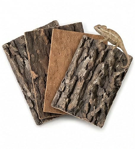 Natural Cork Bark Background for Reptile Terrarium, 4 Pack 11.8 x 7.9 Inch Cork Bark Flats, DIY Reptile Enclosure Background Climbing Wall for Gecko Bearded Dragon Lizard Snake Vivarium