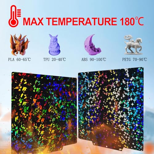 PEF+PEY Build Plate for Adventurer AD5X/5M/5M Pro, Rainbow Confetti +Galaxy Spring Steel Flexible Platform for Neptune 3 Pro/4, Kobra, Ender 3/3 Pro/3S1/3 v2, CR 20/CR 20 Pro, Ender 5/5 Pro - size: 235x235mm