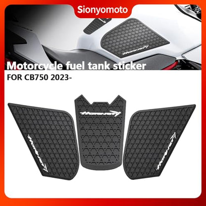 Fuel Gas Tank Pad Protector Stickers Decal Set Compatible with CB750 2023-2024 - Anti-Slip Protective Kit, Black, PVC Rubber Material, 3-Piece