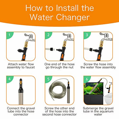 hygger Upgrade Aquarium Water Changer Kit, Semi-Automatic Fish Tank Gravel Cleaner, with 33 FT Water Hose, Flow Control Valve