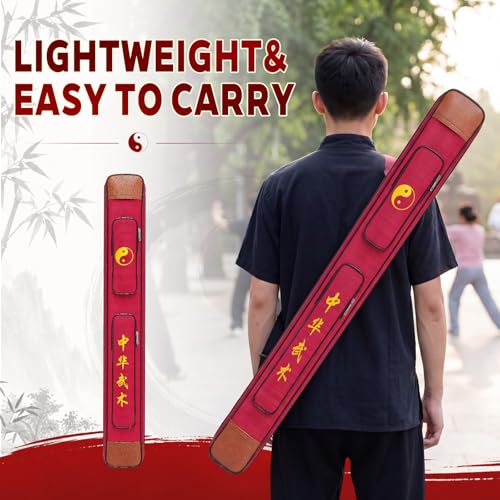 Tai Chi Sword Bag Double Layer with Adjustable Shoulder Strap - color: Red