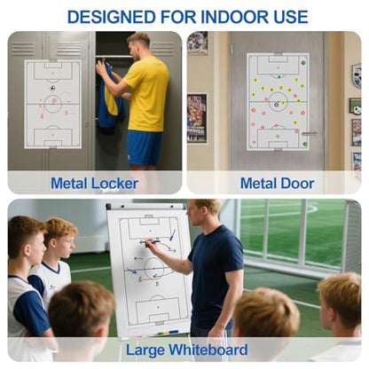 2 Piece Large Coaches Clipboard,White Dry Erase Coaching Sheet for Whiteboard,Basketball Tactics White Board for Coaches and Teachers Gift, Teaching Aid Tools for Classrooms - style: Soccer