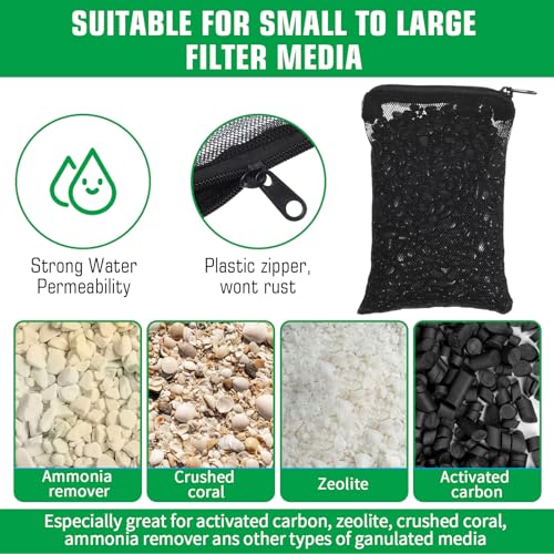 10 pcs Aquarium Media Bag with Zipper, Reusable Fine Mesh Bag for Aquarium Filter Media, 5.9" x 3.9"