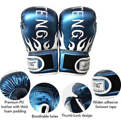 HXBER Boxing Gloves Kick Boxing Training Gloves Youth Muay Thai Punching Bag Mitts Boxing Practice Equipment for Punch Bag Sack Boxing Pads Age 8 to 14 Years Old